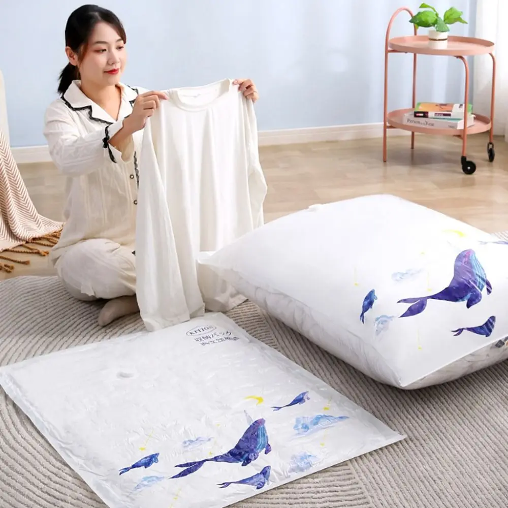 3Pcs Plastic Vacuum Storage Bag Large Capacity Reusable Clothes Storage Bag Space Saving Foldable Clothes Organizer 5