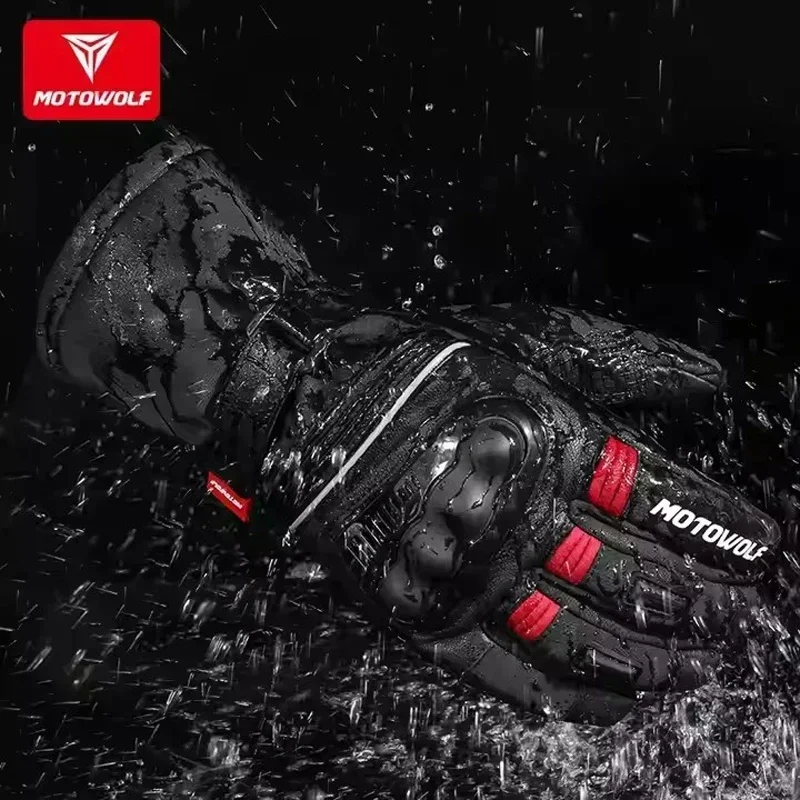 Winter Motorcycle Thermal Gloves - Fleece Windproof Leather Biker Gear, Waterproof