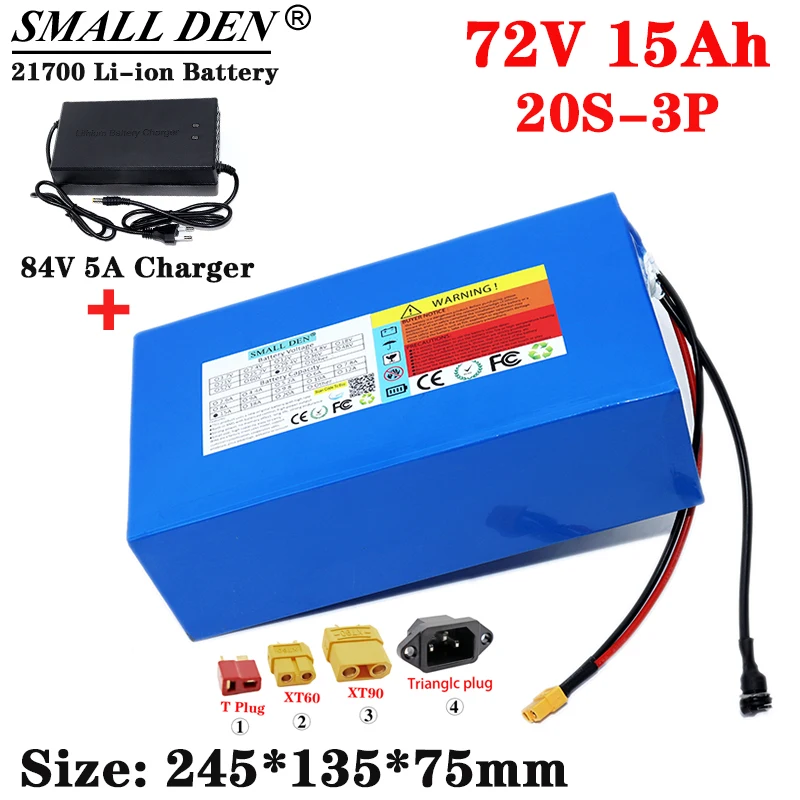 72v 15ah Lithium Battery Pack + 84v5a Charger 2170020s3p High Power