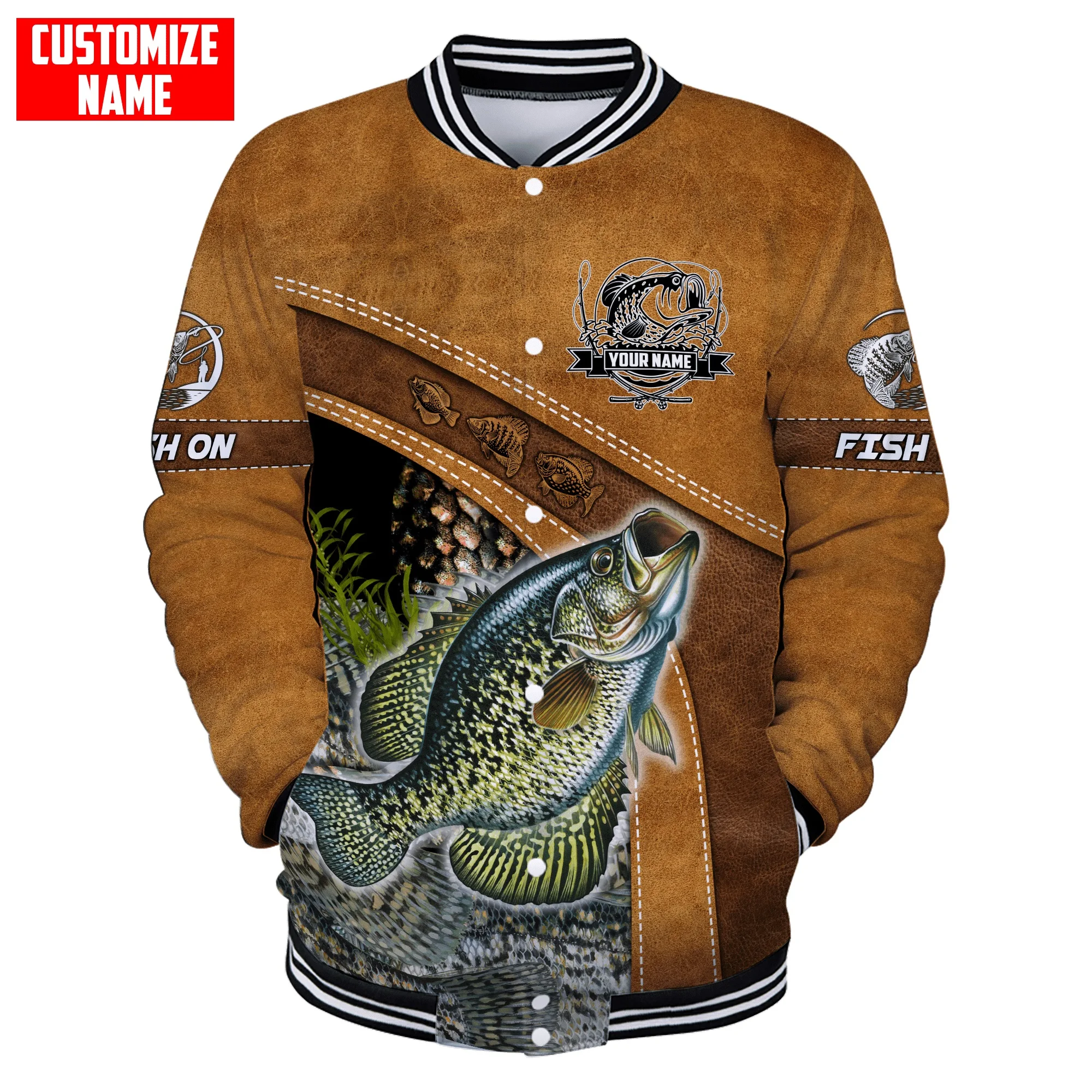 Blue Marlin Fishing Custom Name 3D Printed Fashion Men's Bomber Full-Snap Jacket Unisex Casual Winter Warm Baseball Jacket FX20