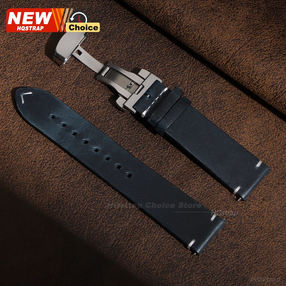 Premium Leather Butterfly Buckle Smartwatch Band - Oil Wax Finish