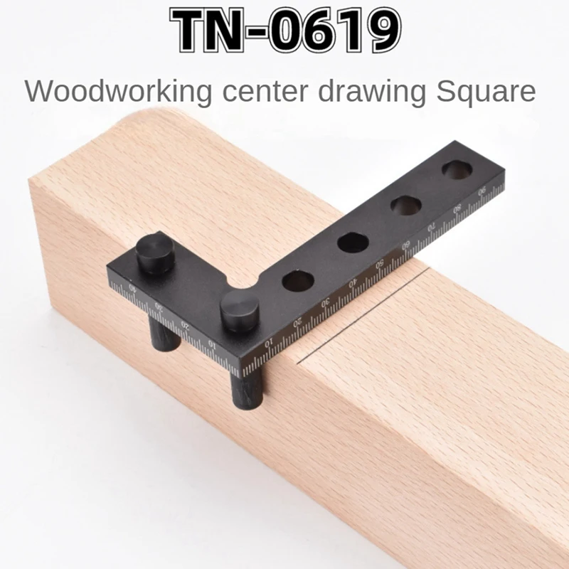 Woodworking Center Scriber 90 Degree Precision Square Edge Marking Tool Aluminum Alloy Carpentry Marking Gauge Durable Black