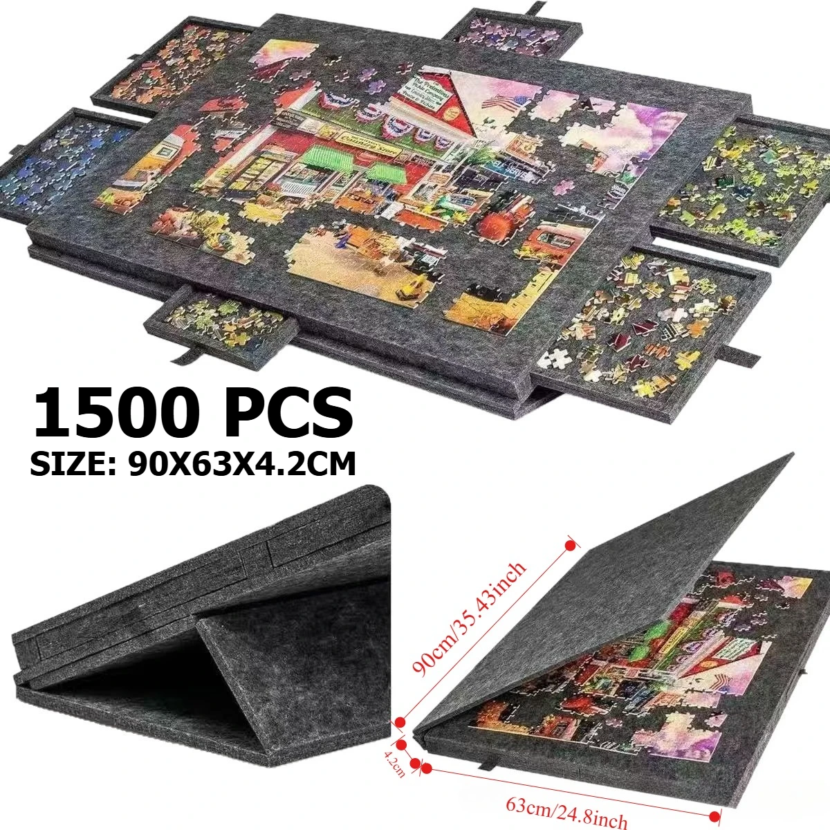 Portable Puzzle Table with Color Tray and Stand