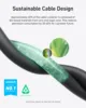 كابل Anker USB4 Gen 2، نقل البيانات بسرعة 20 جيجابت في الثانية، شاشة بدقة 4K عالية الدقة، كابل شحن USB C بقدرة 3 أقدام بقدرة 240 وات، لهاتف iPhone 15
