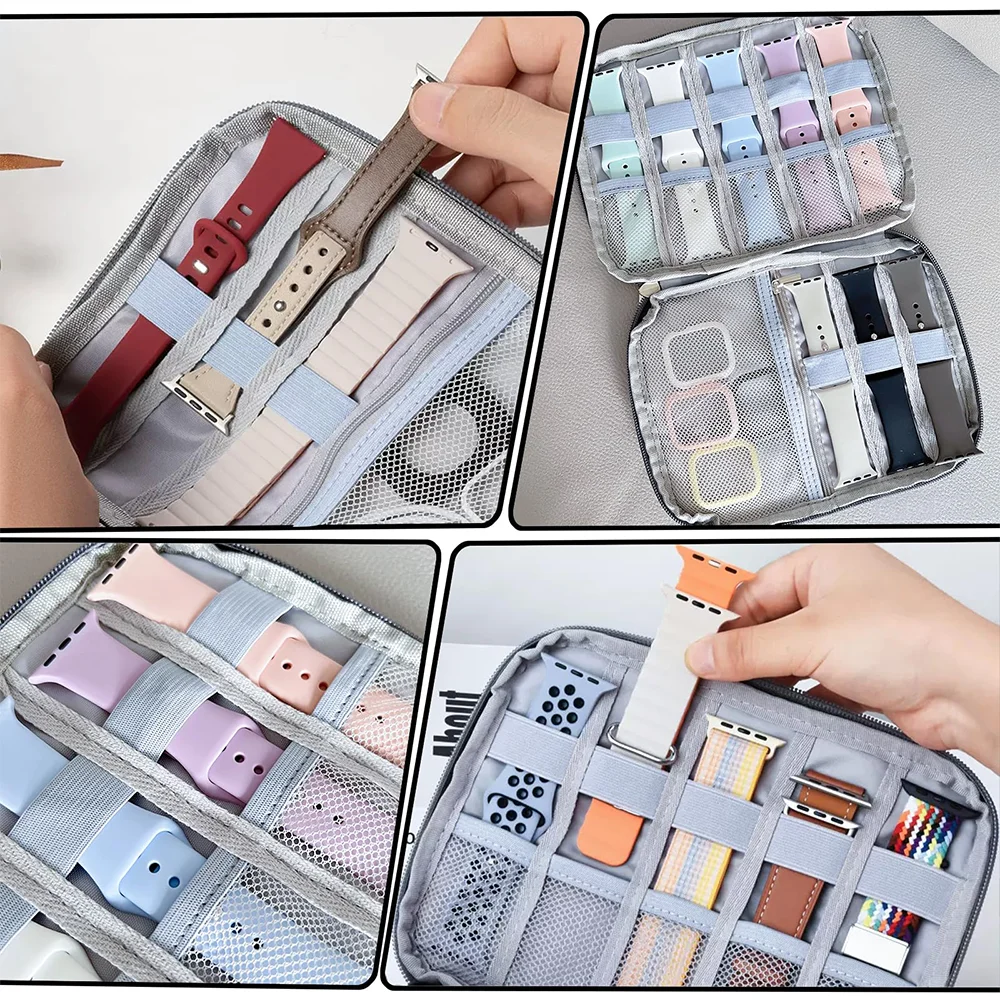 Travel Watchband and Accessory Organizer for Smartwatch Straps and Cables