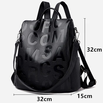 ⁦2022 New Women Backpack High Quality Soft Leather Backpack School Bags For Girls Large Capacity Anti-theft Travel Backpack Sac⁩ – תמונה ⁦3⁩