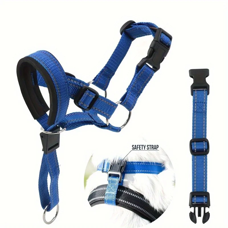 2-Pack Adjustable Nylon Dog Muzzles with Reinforced Stitching Leader Halter with Safety Strap for Training and Pull-Free Walks dog muzzle