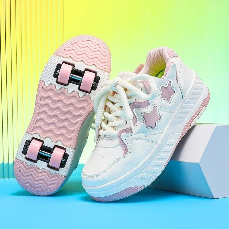 Kids Roller Skate Shoes - Rechargeable Wheels Fashion Color Shiny Birthday for Boys and Girls Two-in-one Casual Shoes