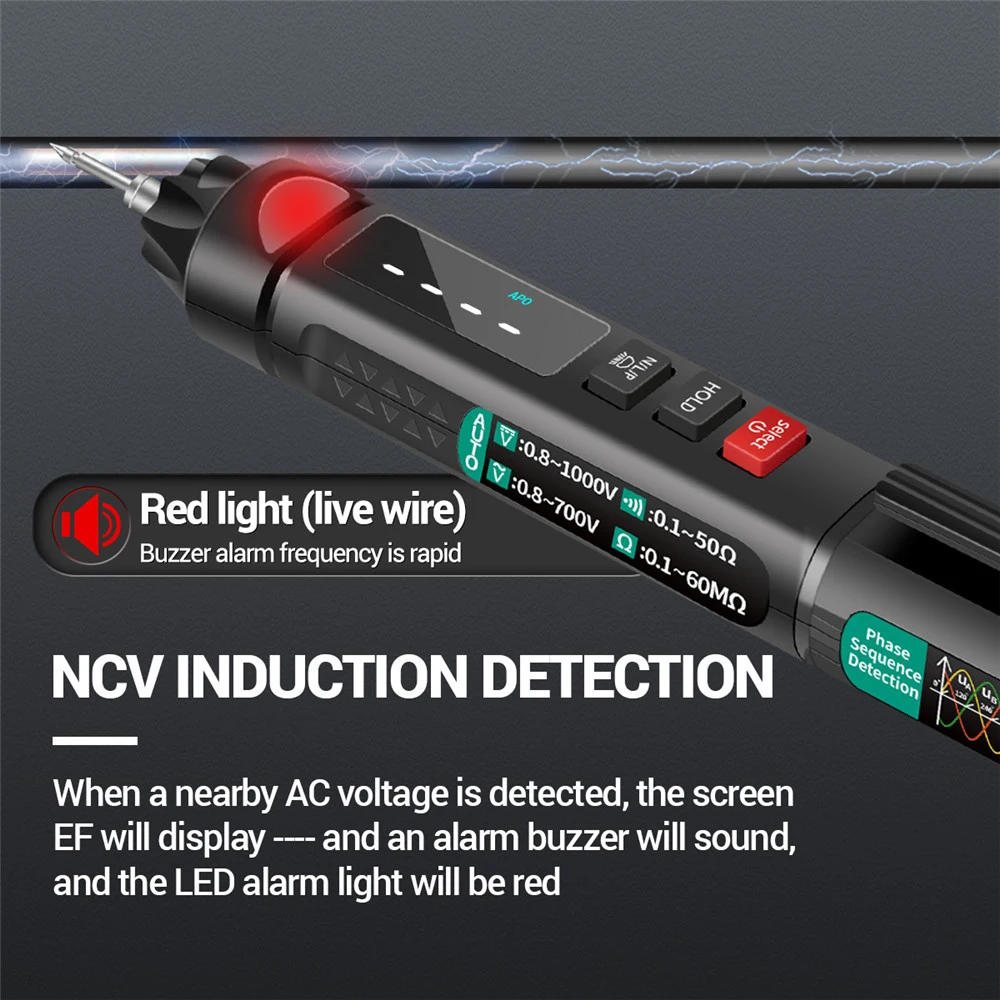 Voltage Tester LCD Display Non Contact AC Sensor Pen Live Wire Check Breakpoint Locate