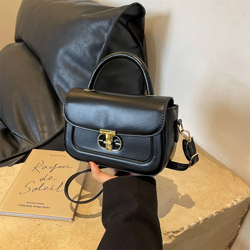 

Fashionable Texture Solid Color Crossbody Bag Winter New Fashion Trendy Lock Cross-body Hand Women's Small Square Shoulder Bag