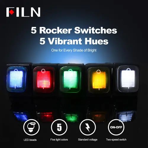 FILN 30A 12V 24V 110V 220VLED Rocker Switch  Waterproof IP65 ON OFF Heavy Duty 4 Pin DPST Sealed  Auto Boat Marine Toggle 30x22 - Image 5