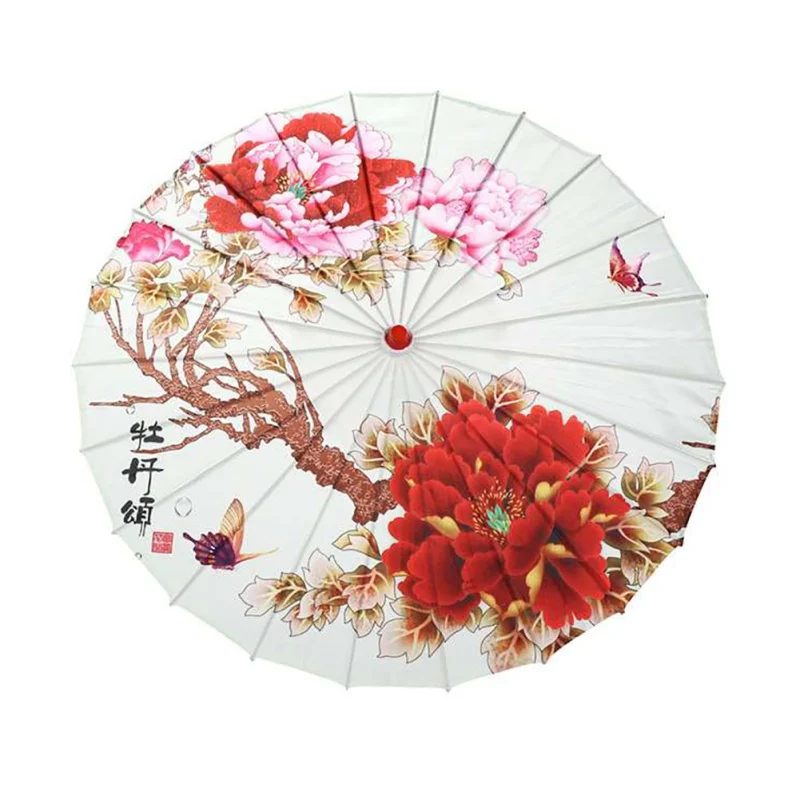 1PC Cheongsam Performance Dance Umbrella Silk Cloth Umbrella Wood Chinese Parasols Photography Props Asian Theme Decoration