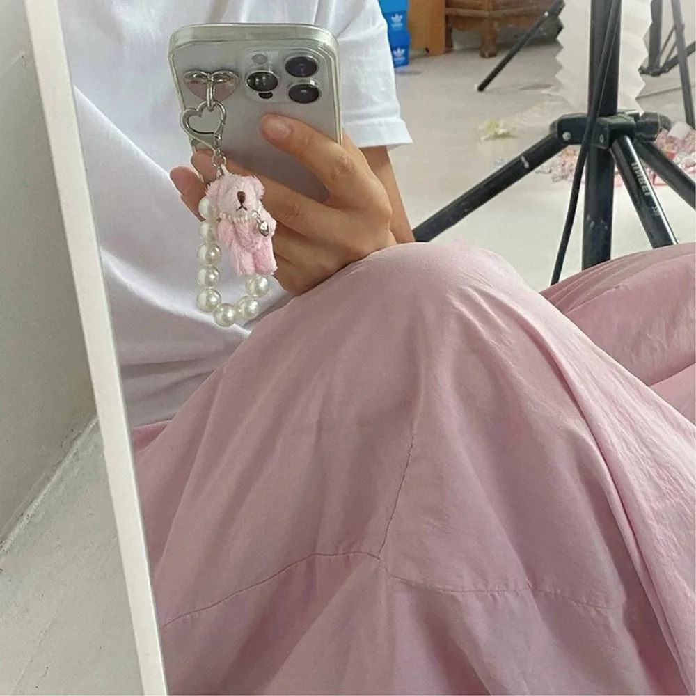 Imitation Pearl Teddy Bear Mobile Phone Chain Gift Hanging Ornament Doll Pendant Handbag Pendant Doll Bag Charms Pendant