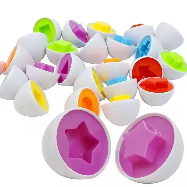12PCS Montessori Learning Education Math Toys Smart Eggs Kids Mixed Shape Matching 3D Puzzle Game For Children Educational Toys 5