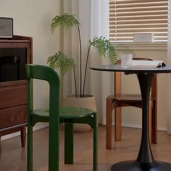 Modern Solid Wood Retro Dining Chair Home Designer Living Room Backrest Colorful Chair Thickened Small Apartment 1