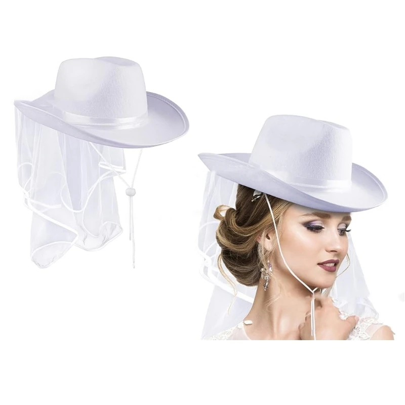 

Fashion Western Cowboy Hats Womens Head Decor Bride Cowgirl Hat for Wedding