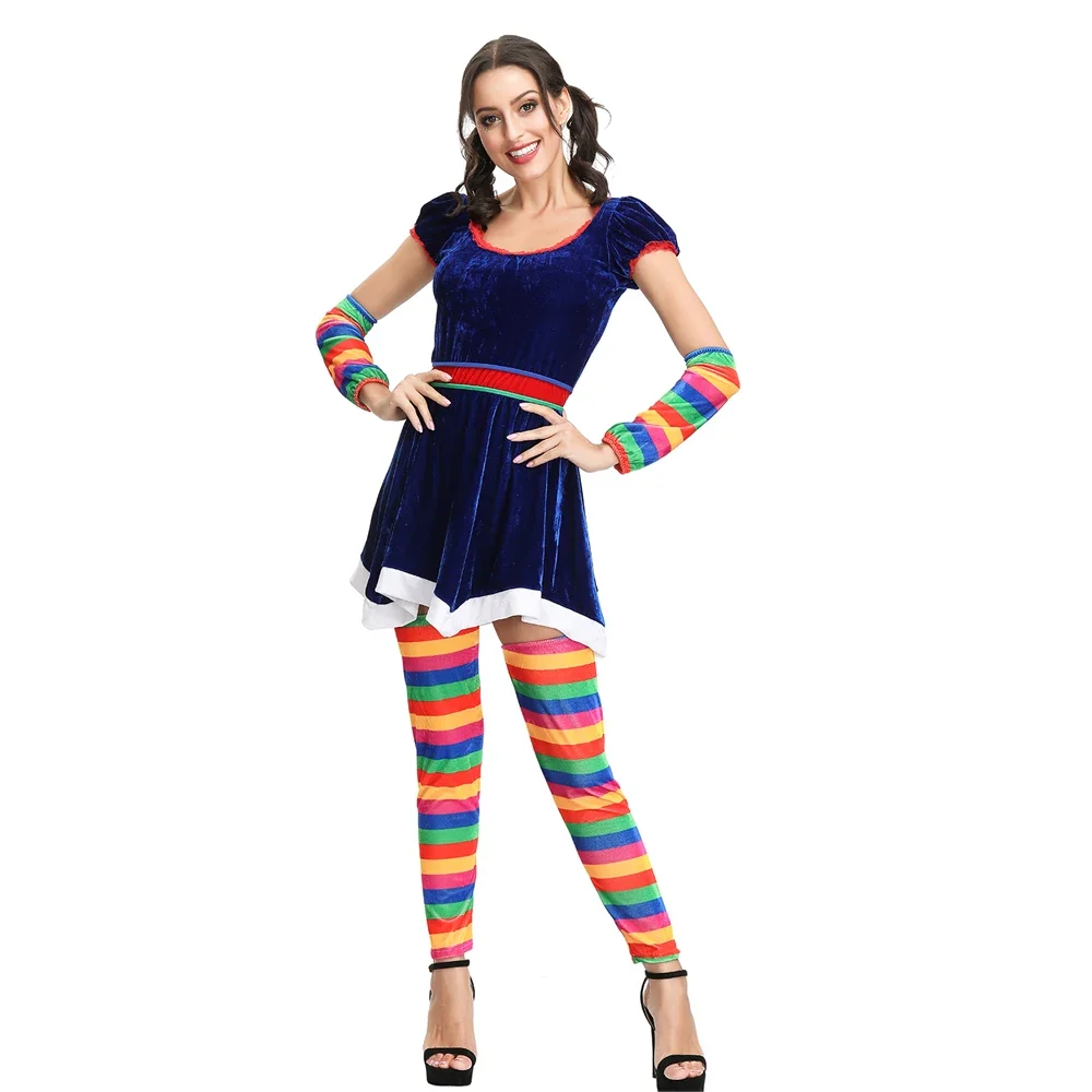 

Purim Carnival Halloween Clown Costumes Funny Women Circus Clown Cosplay Costume for Adult Girl Party Dress