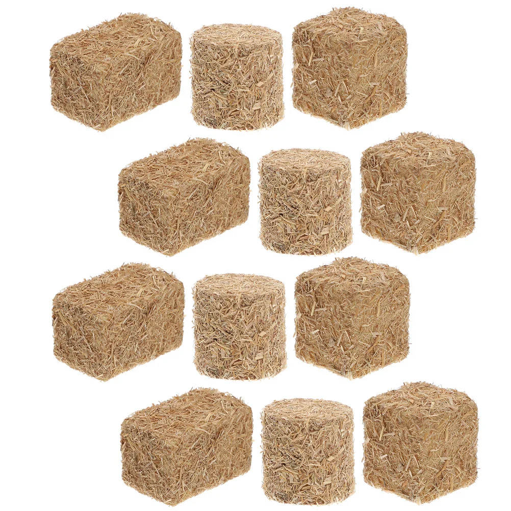 

4/8/12pcs Mini Hay Bales Rustic Miniature Farm Haystack Stackable Outdoor Decorationsations Blocks Dollhouse Food Toysation