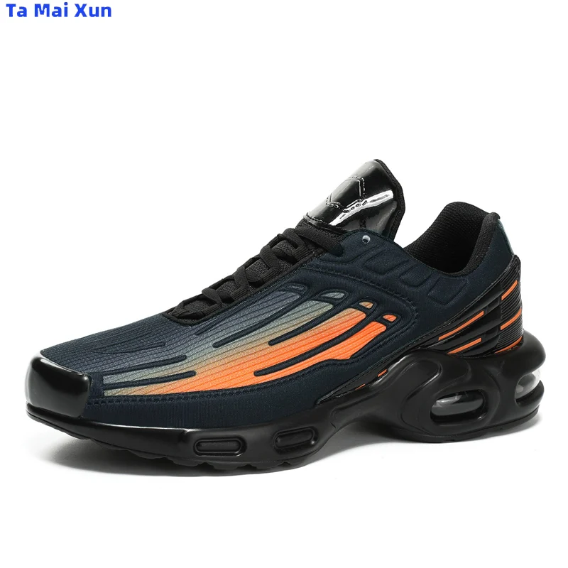 Casual Air Cushion Black Shoes Men Outdoor Breathable  Lace-up Sneakers Running Sports Shoes