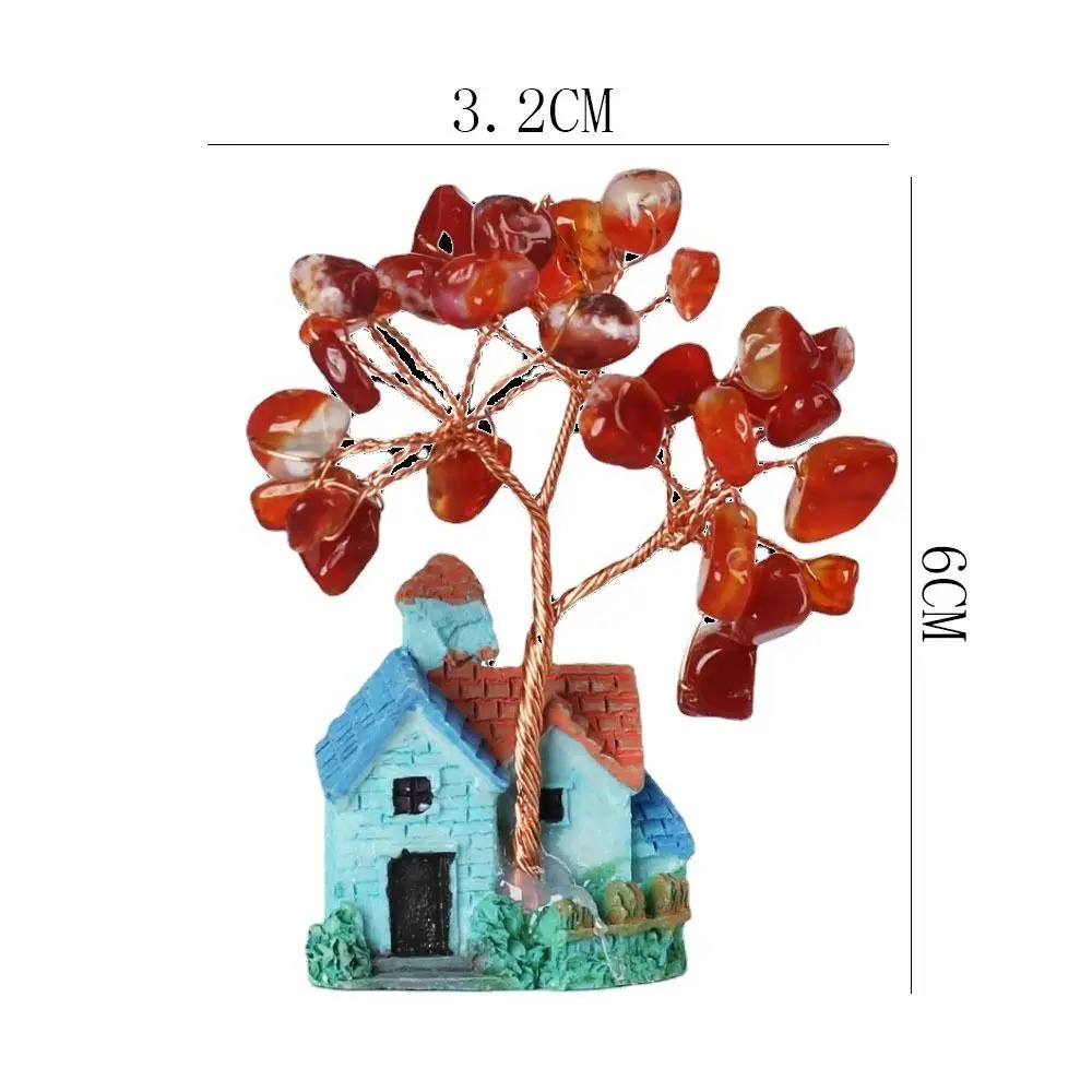 Natural Crystal Tree Blue Villa Castle Ornament Home Decoration Lucky Tree Resin Handicraft Gift images - 6