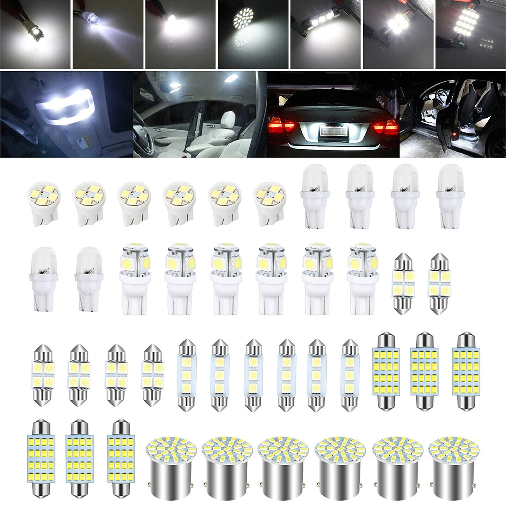 

42pcs LED T10 6000K SMD Clearance/ License Plate/ Reading Light Bulbs 12V White Lamp Beads Car Interior Lighting Aluminum Alloy
