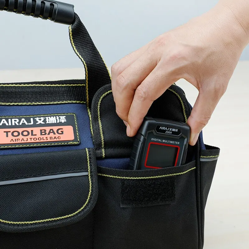 Tool Bag Tool Bags Storage Bag Tool Kit Bag Electric Tool Bag Electricians Pouch Tool Case AIRAJ Tool Bag Strong Multi-Function 1680D Oxford Cloth Waterproof Electrician Bag Multi-Pocket Anti-Fall Storage Bag