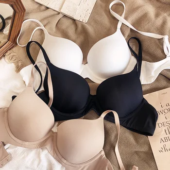 Seamless Underwear for Women Plus Size Bra Sexy Deep V Push Up Brassiere Solid Wireless Comfortable 85 90 C D E Cup Lingerie 1