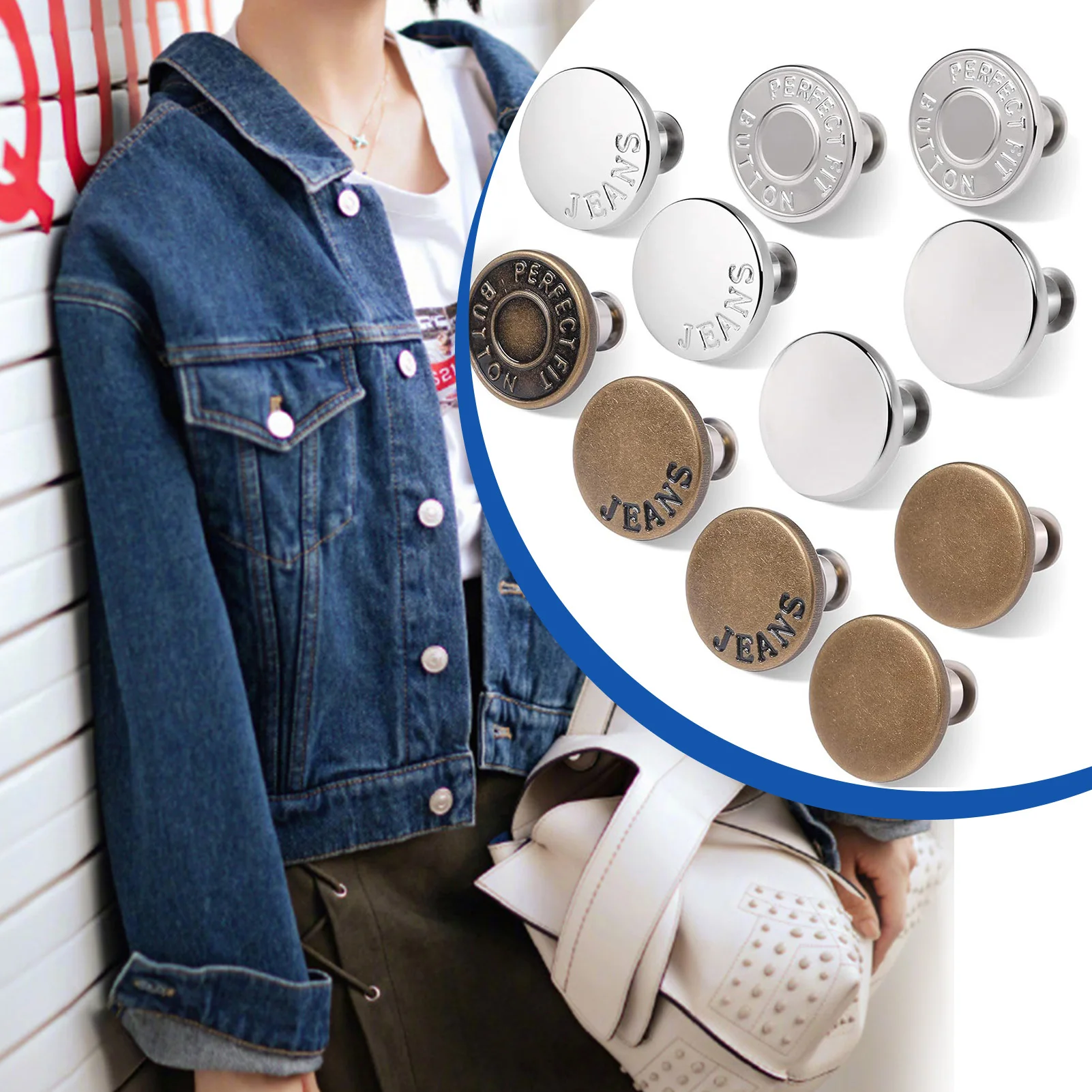 12Pcs/pack Jeans Buttons Clothing Pants Sewing Accessories Waist Buckle Nail Free Waist Button Detachable Clothing Pants Pins