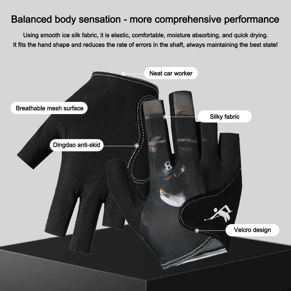 Billiards Glove Left Hand Half Finger Snooker Non Slip Stickers Elastic Training Gloves Accessories pool gloves,billiard accessories