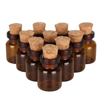 50pcs 0.5ml Amber Mini Glass Bottles Cute Bottles With Cork Stopper Tiny Jar Vials DIY Craft 1