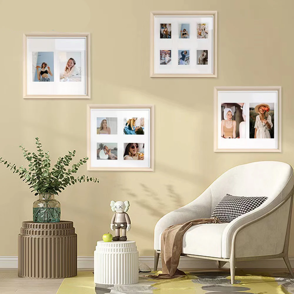 3/5/6/SQ/inch Photo Frame Minimalist Table Hanging Wall Square Wooden Frame Suitable For Fujifilm Instax Mini 12 11 EVO Camera