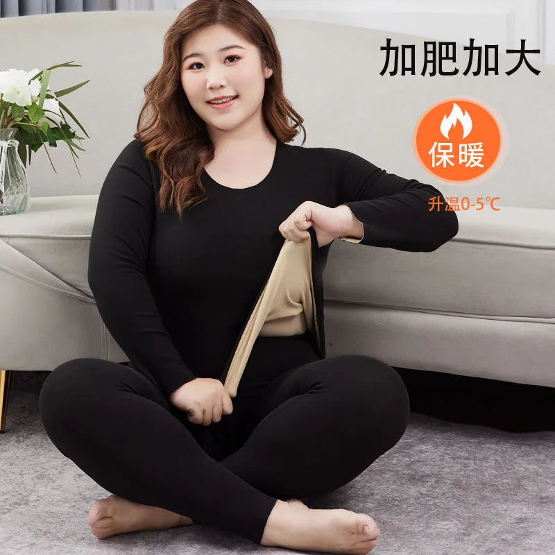 Winter New Women Thermal Underwear Sets O Neck Fleece Thickened Long Sleeve Plus Size Warm Windproof High Qaulity Women Sets