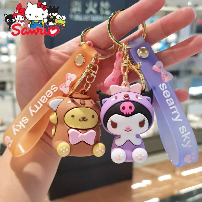 

MINISO Melody Kuromi Hello Kitty Cinnamoroll Keychain Pendant Cartoon Keyring Anime Figures Children Doll Hanging Jewelry Kid