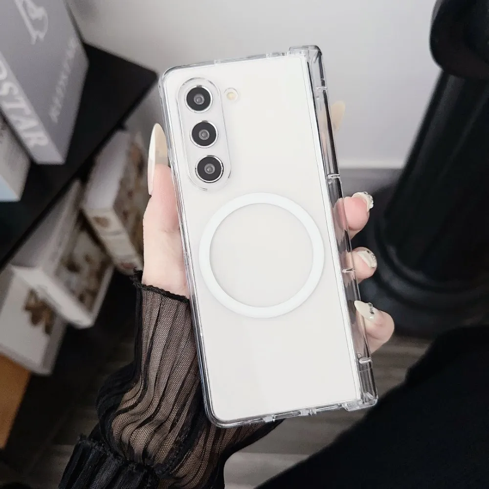 Transparent Magnetic Shockproof Case with Wireless Charging Compatibility