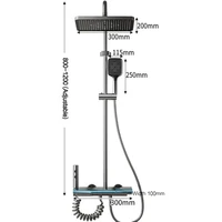 ชุดระบบฝักบัวอาบน้ำทันสมัย พร้อมแผงกระจก อ่างอาบน้ำ ฝักบัวแบบเรนชาวเวอร์ จอแสดงผล LED ฝักบัวแบบฝนตก ก๊อกน้ำร้อนน้ำเย็น พร้อมไฟ 6