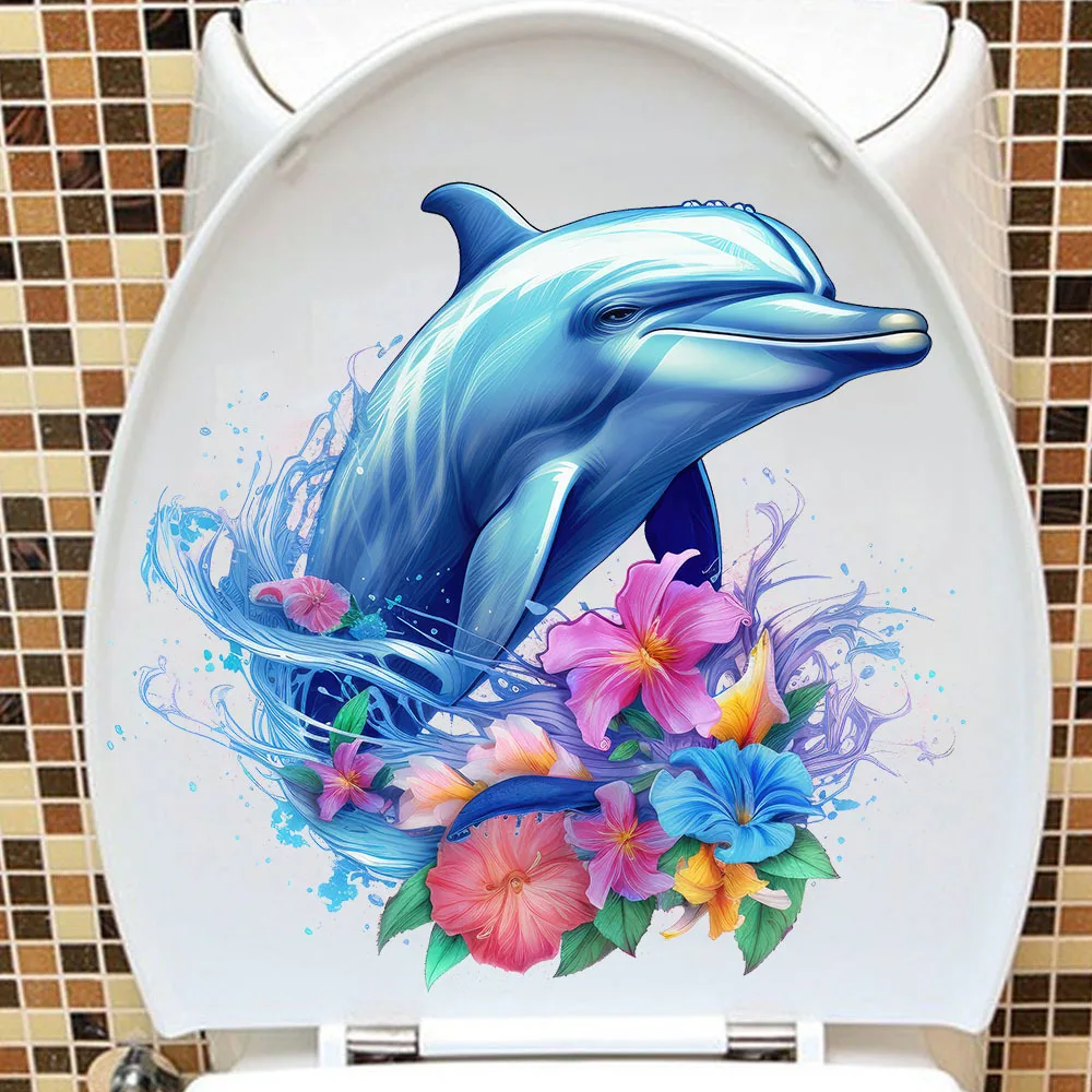 1Pc Ocean Style Dolphin Toilet Cover Sticker