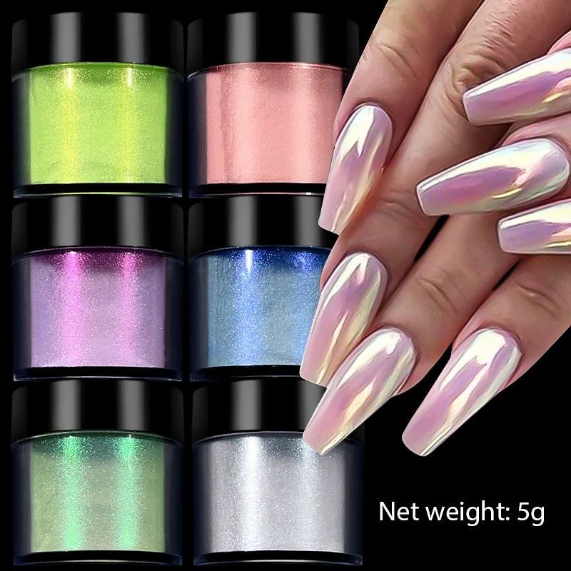 1 Scatola Multicolor Neon Nail Powder Glitter Pearl Dust Aurora Nail Effect Chrome Nail Art Rainbow Ab Color Manicure Decorazione Per Unghie