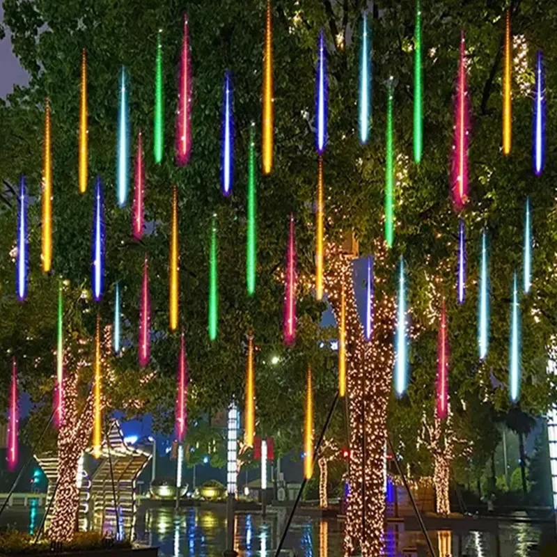 

4 Set Solar 30/50cm LED Meteor Shower Fairy String Garland Lights Christmas Decorations Outdoor Wedding Street Garden Decor 2024