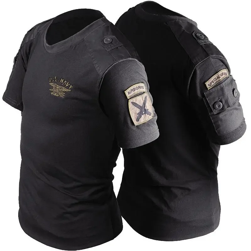 Allied Special Outdoor Training Field Casual Cotton Girocollo Tactical Air Force Assault Team T-Shirt E Pantaloni A Maniche Corte