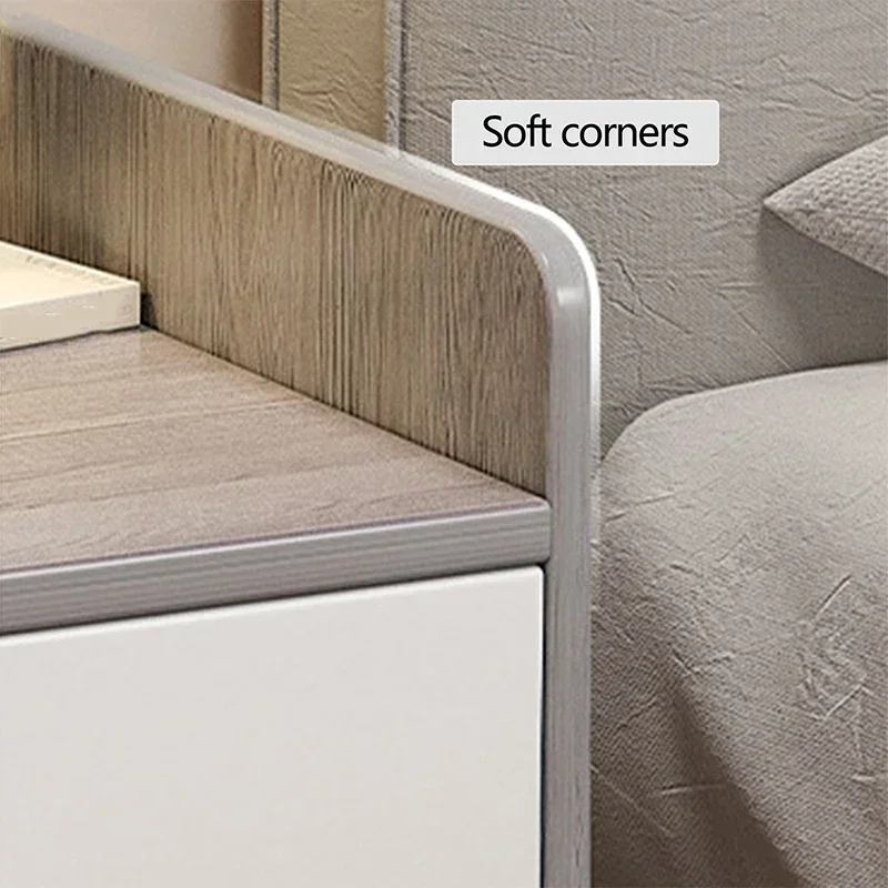 Modern Simple Nordic Bedside Table, Drawer with Lock, Multi-Layer Storage, Nightstand Sideboard, Compact Bedroom Furniture