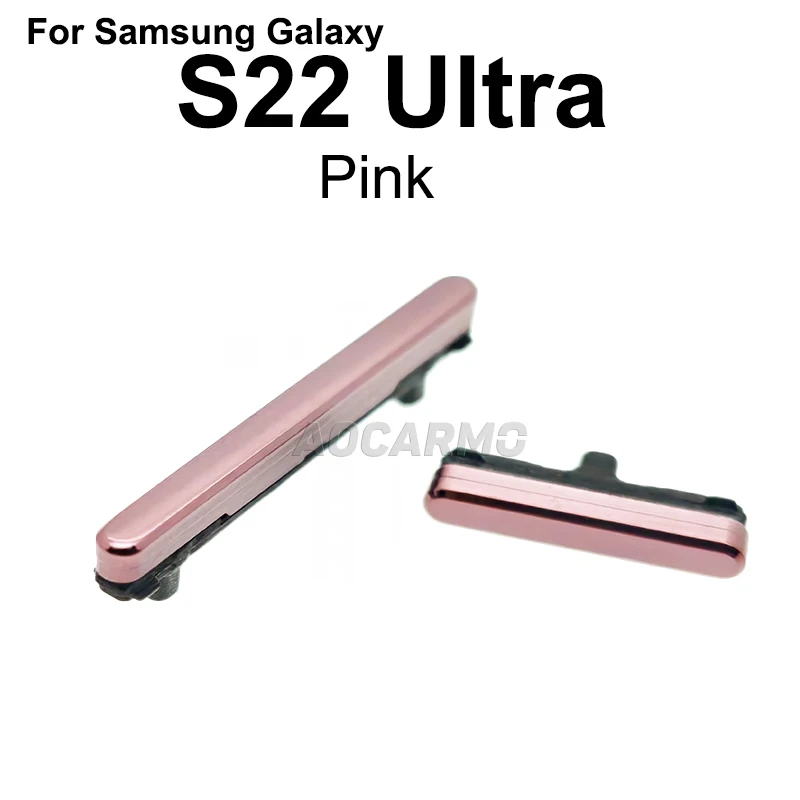 Aocarmo 삼성 갤럭시 S22 울트라 S22U SM-S908 플러스 사이드 버튼 전원 켜기 끄기 볼륨 키 스위치 수리 부품