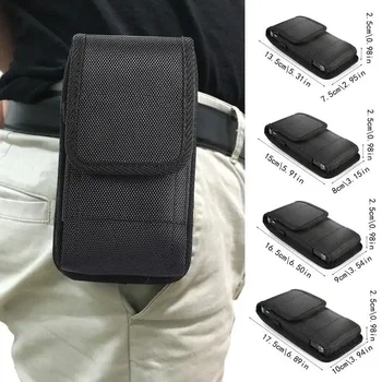 Custodia in nylon per telefono cellulare Clip da cintura universale per cellulare Custodia per fondina Marsupio Borsa da cintura nera per arrampicata sportiva all'aria aperta