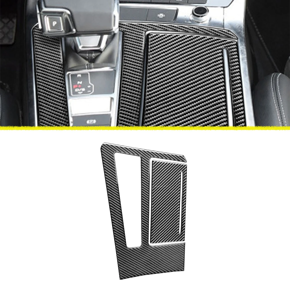 

Car Interior Gear Shift Panel Decorative Cover Trim Decal for Audi A6 C8 A7 2019 2020 2021 2022 Soft Carbon Fiber Accessories