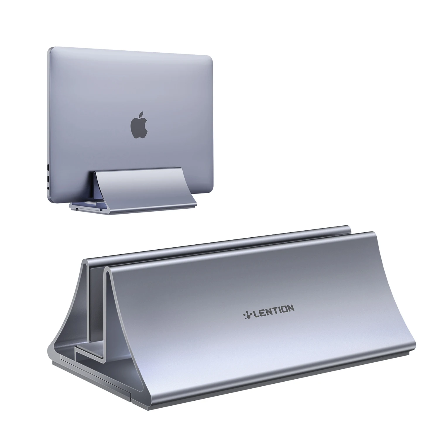 Lention Aluminium Ruimtebesparende Verticale Desktop Stand Compatibel Macbook Air/Pro 12 13 15 Ipad Pro 12.9, 11 Tot 17 Inch Laptops