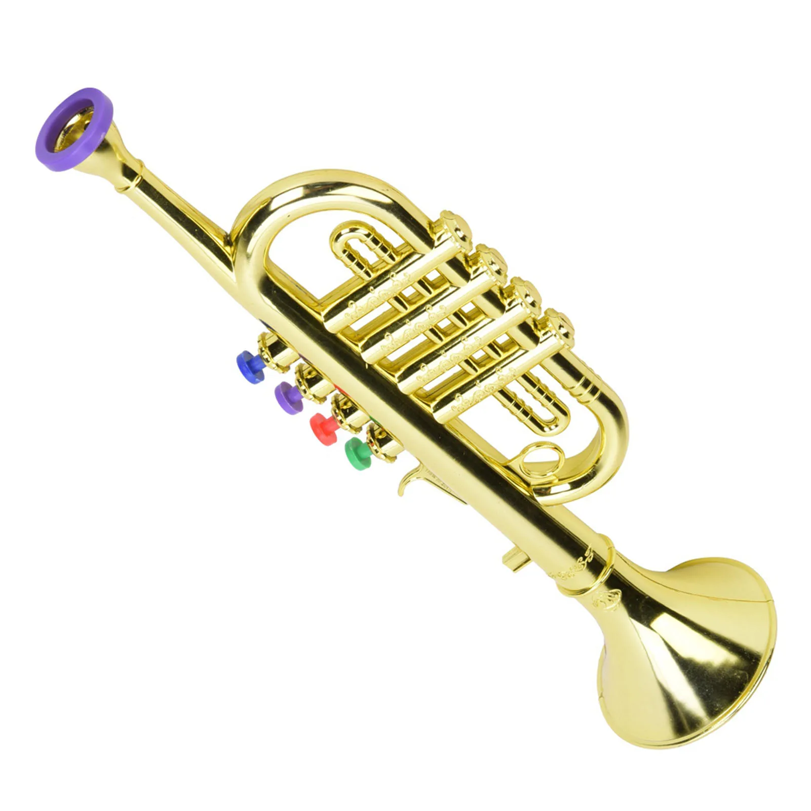 Kid Trumpet Golden Coated Plastic Children Preschool Music Toy Gift Wind Instrument