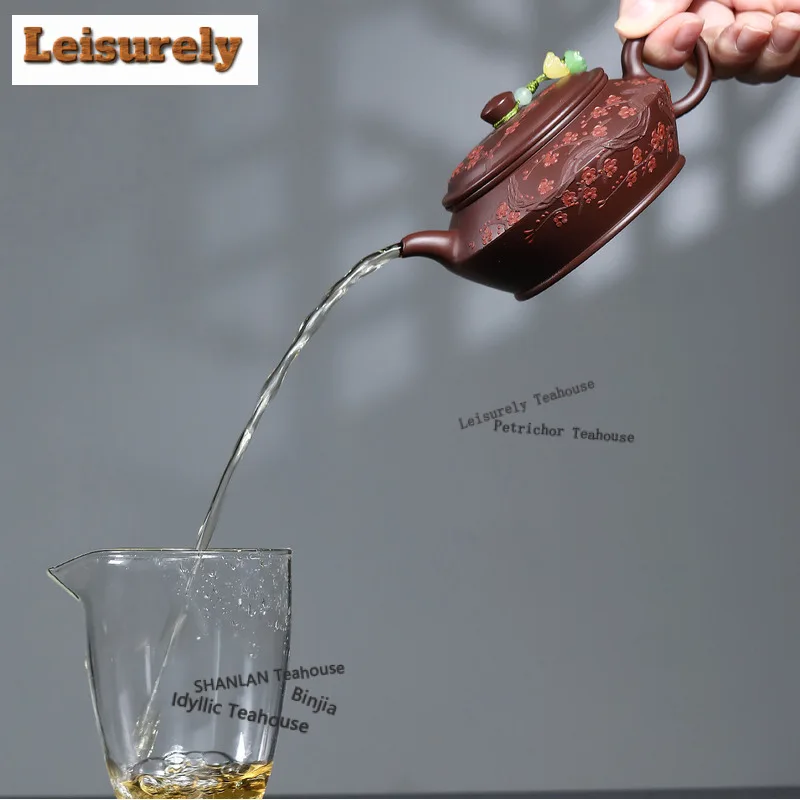 210ml High-end Yixing Purple Clay Teapots Artists Handmade Plum Blossom Pot Raw Ore Purple Zhu Mud Tea Maker Kettle Zisha Teaset