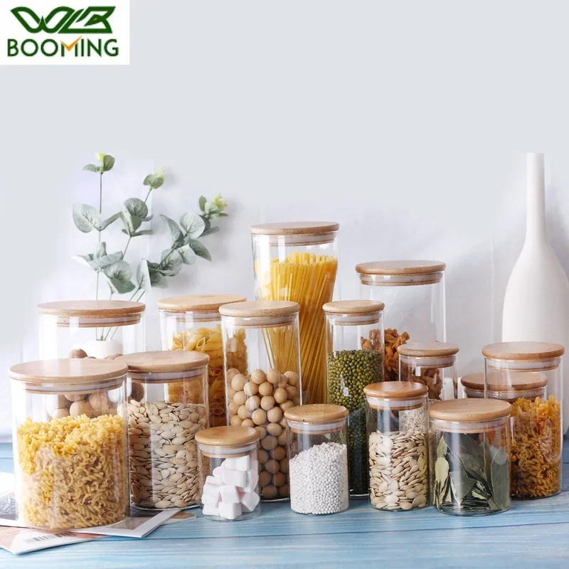 Glass Food Storage Containers Bamboo Lids  Glass Storage Containers  Kitchen - Glass - Aliexpress