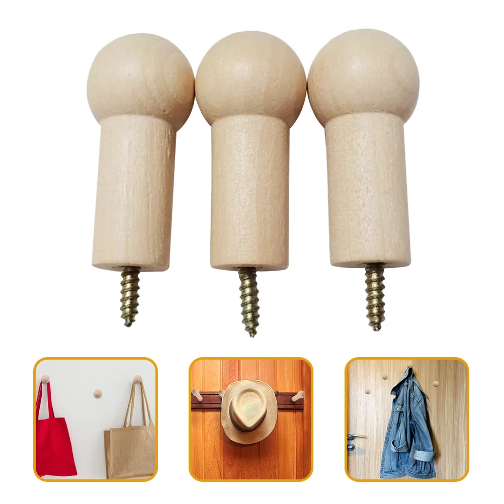 

12 Pcs Coat Hook Wood Wall Hooks Clothes Hangers for Wall-mounted Wooden Office Hat