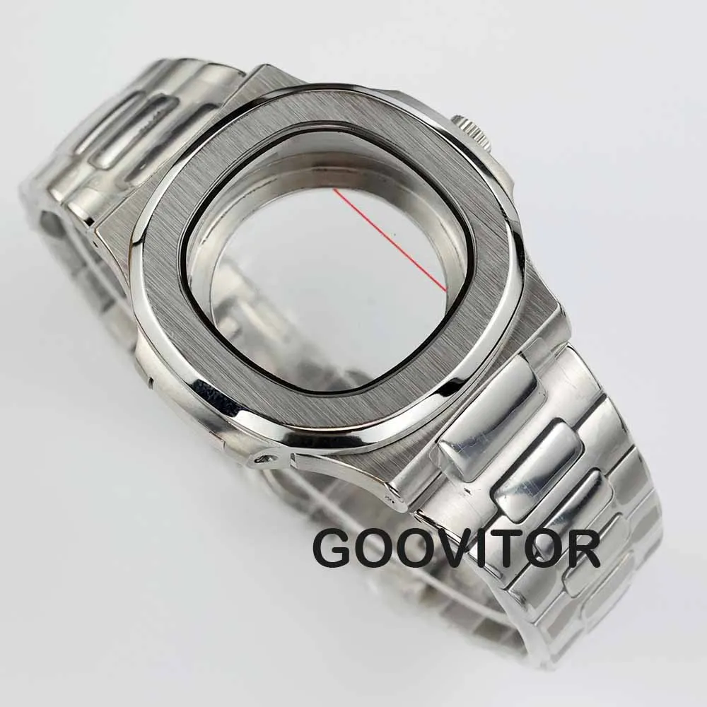 40mm Watch Case NH35 Square for Nautilus Mod NH35 NH36 NH38 movement 30.5mm Dial 100m Waterproof Stainless steel Bracelet Strap