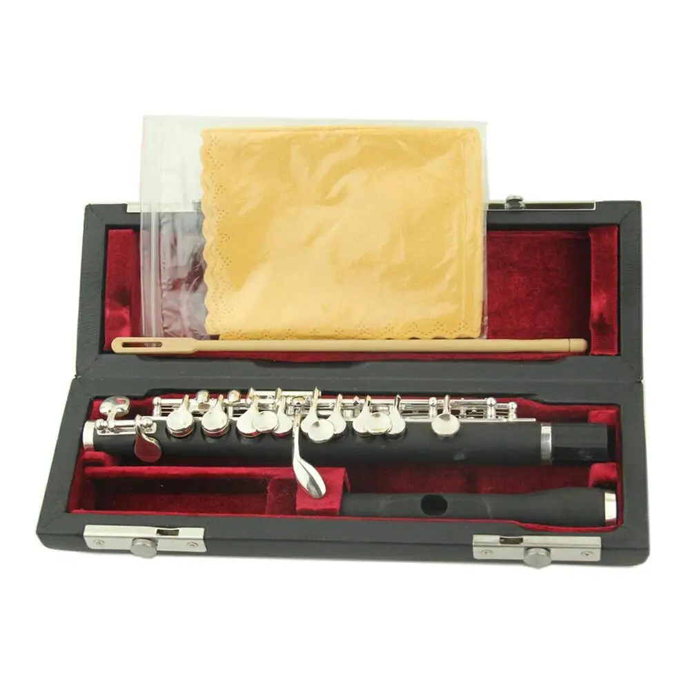 Hot Sale-Key of C Piccolo Instruments with Wooden Case Cleaning Rod ---